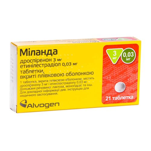 МІЛАНДА таблетки 3 мг + 0,03 мг