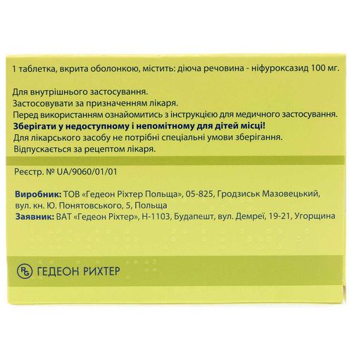 НІФУРОКСАЗИД РІХТЕР таблетки 100 мг