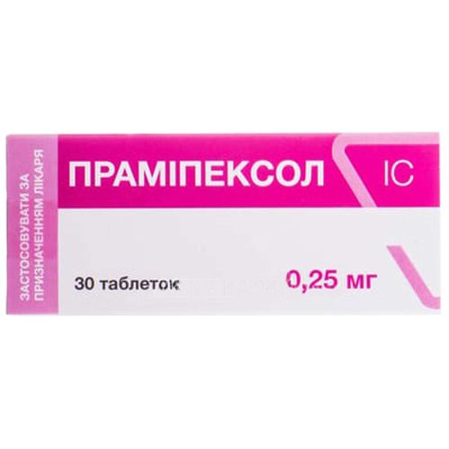ПРАМИПЕКСОЛ ІС таблетки 0,25 мг (0,18 мг праміпексолу)
